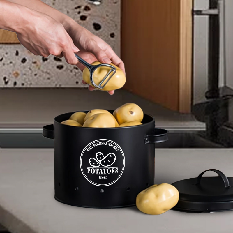 Round Kitchen Storage Box Suitable for Storing Onions Potatoes And Garlic