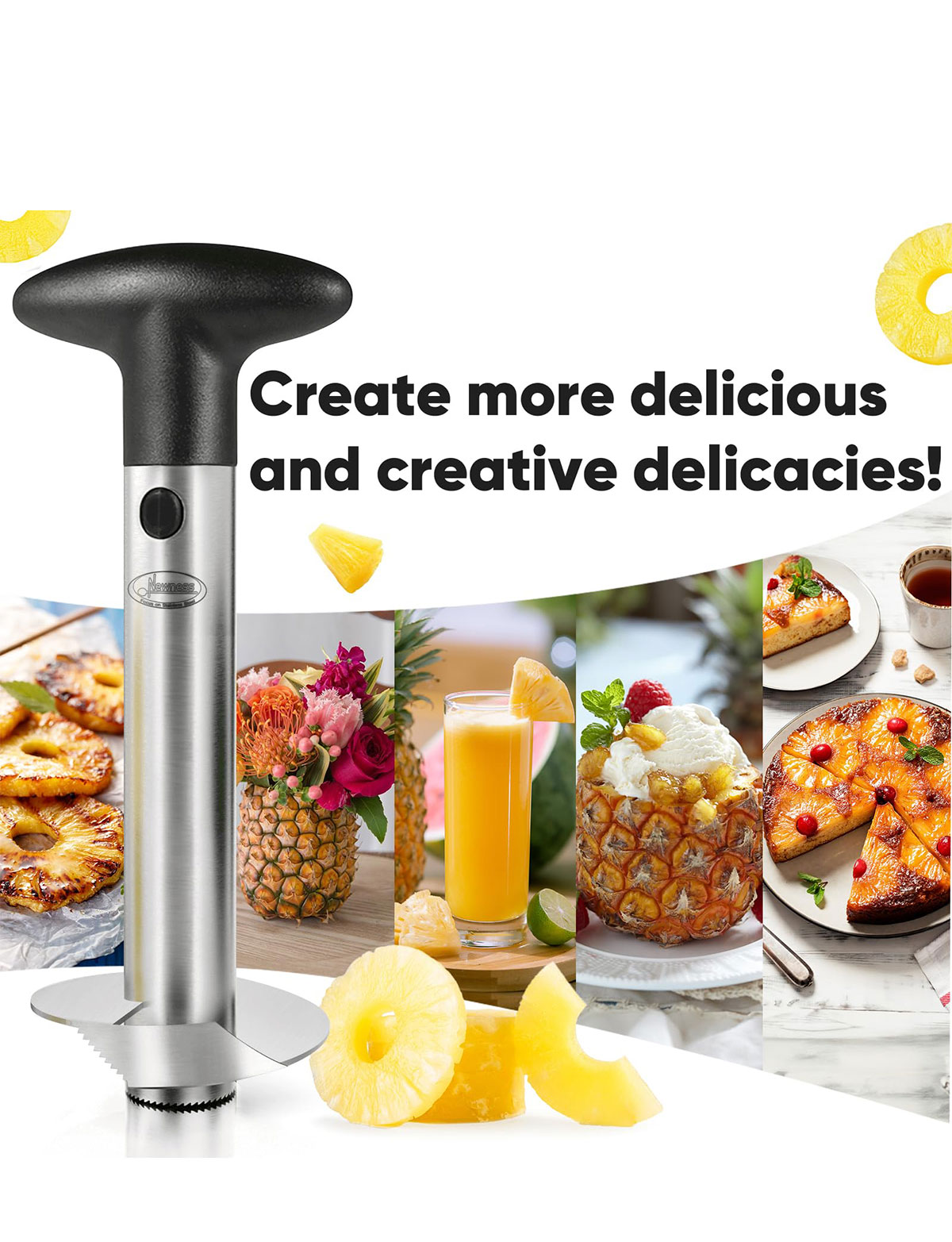 Kitchen Gadget Stainless Steel Pineapple Cutter Coreer with Removable Handle