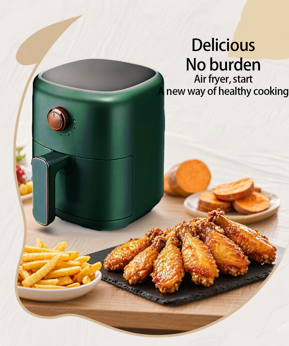 4L Intelligent Large Capacity Air Fryer for Oil-Free Salt Barbecue